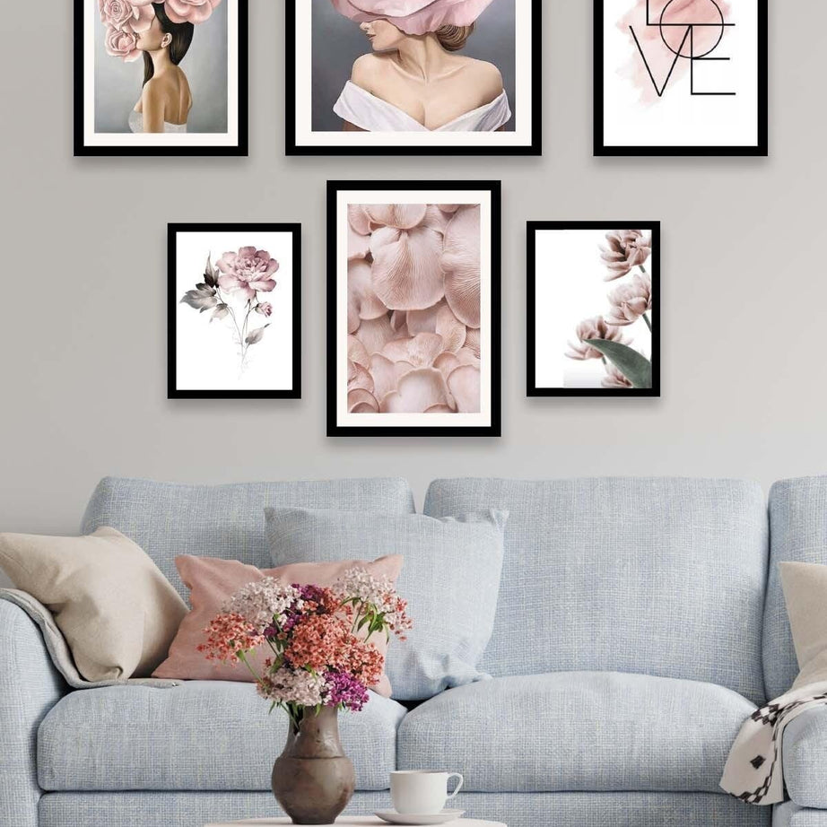 Love Yazı Kadın Ve Gül Temalı Tablo Seti