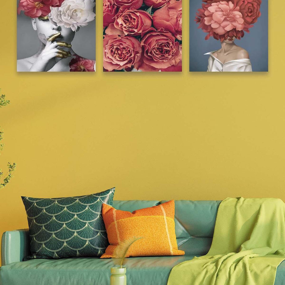 Modern Sanat Kadın Ve Gül Temalı Tablo Seti