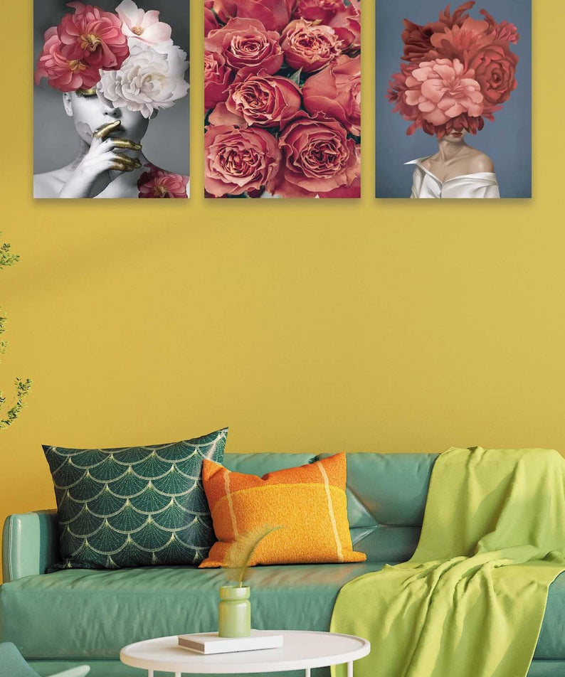 Modern Sanat Kadın Ve Gül Temalı Tablo Seti