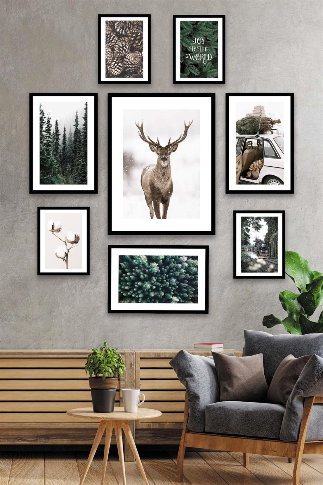 Doğa Orman Ve Geyik Temalı Sanatsal Tablo Seti