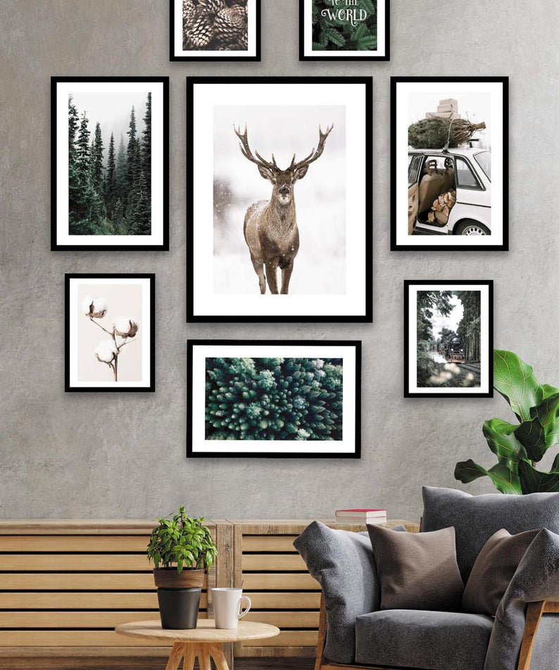 Doğa Orman Ve Geyik Temalı Sanatsal Tablo Seti