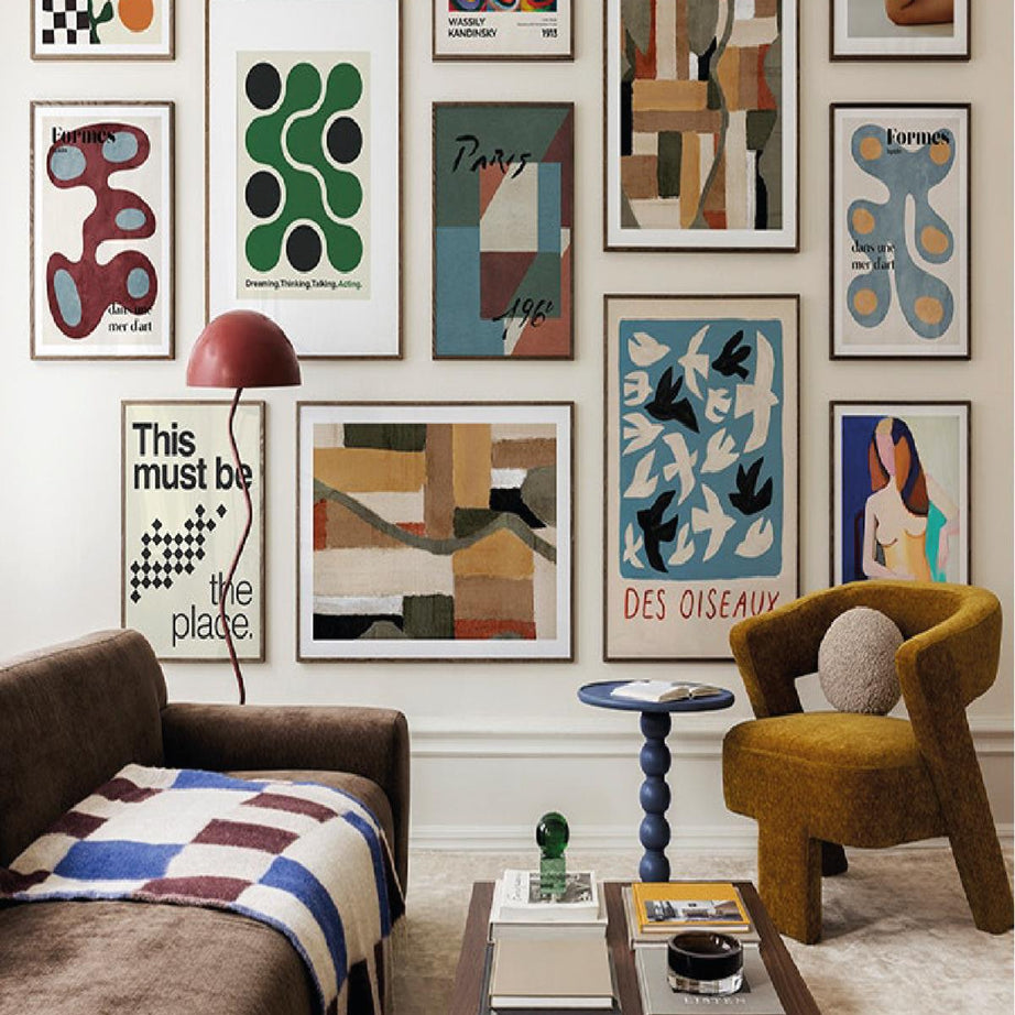 13 Parça This Must Be Geometrik Şekiller Modern Sanat (SİYAH ÇERÇEVE GÖRÜNÜMLÜ) Tablo Seti