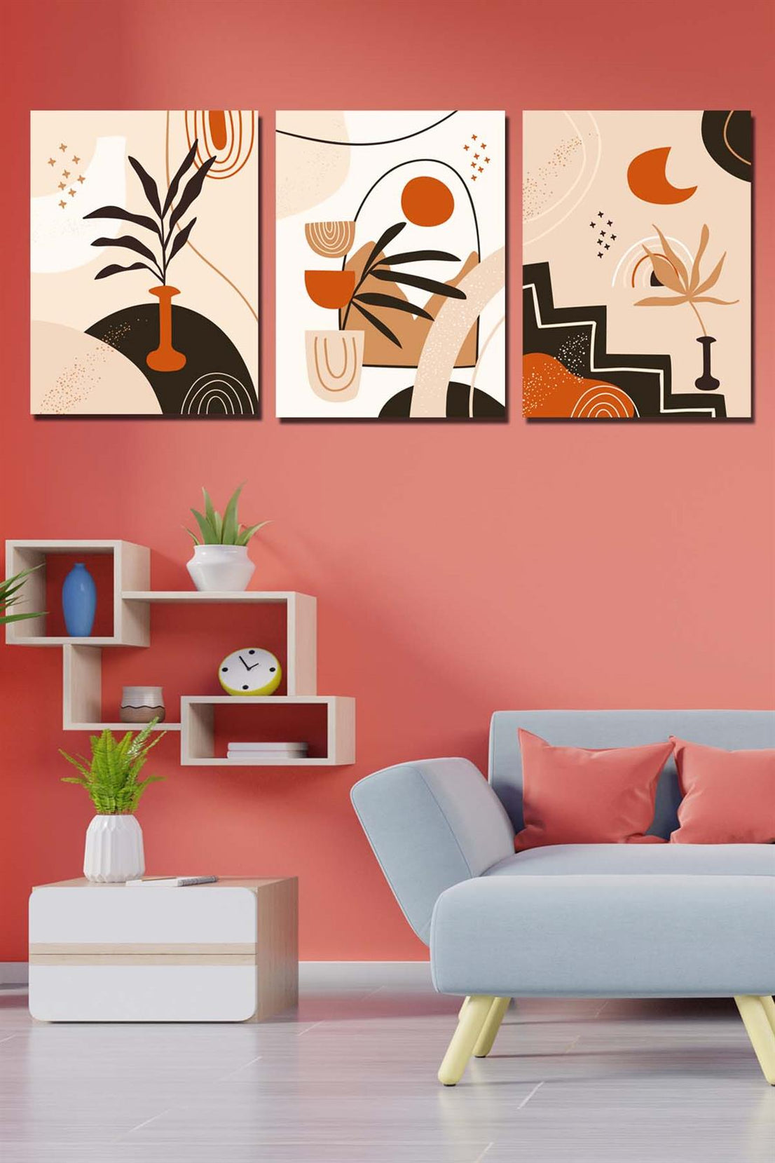 3 Parça sanatsal tablo seti dijital baskı