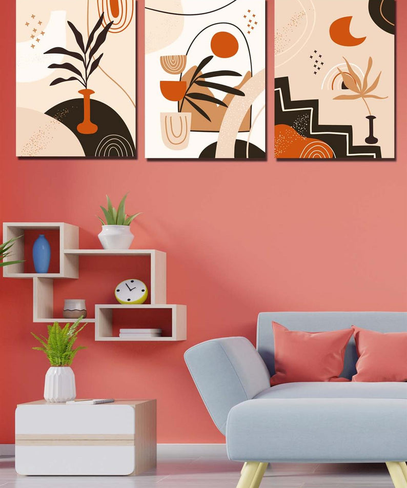 3 Parça sanatsal tablo seti dijital baskı