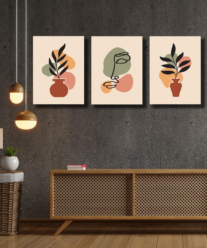 Sanatsal tarzda 3 lü tablo seti