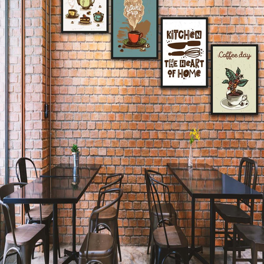 4 Parça Mutfak ve Cafe Dekorları İçin Mdf Tablo Seti