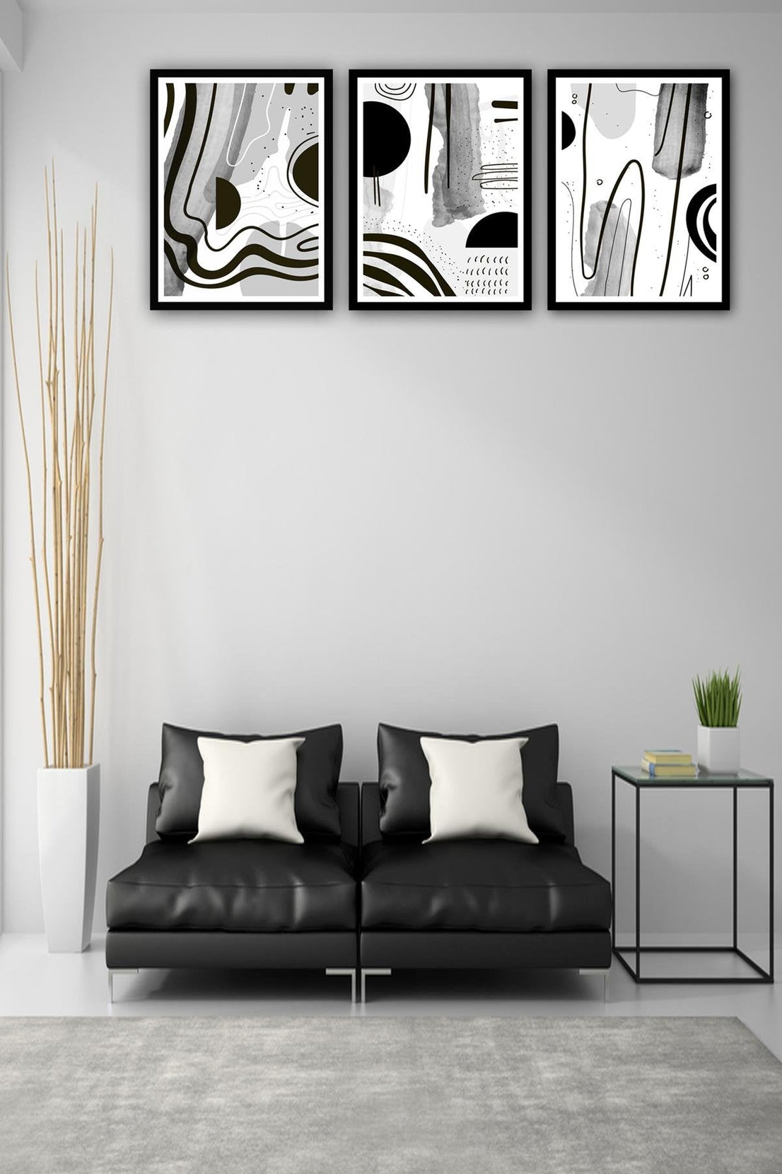Modern Tarzda Siyah Çerçeve Görünümlü Tablo Seti