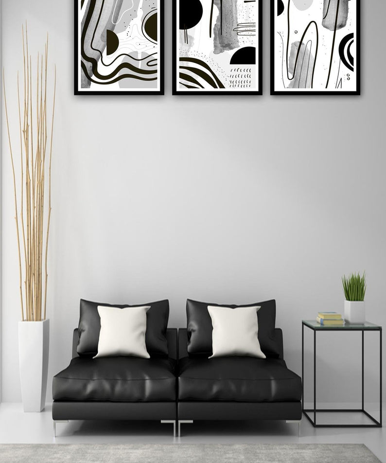Modern Tarzda Siyah Çerçeve Görünümlü Tablo Seti