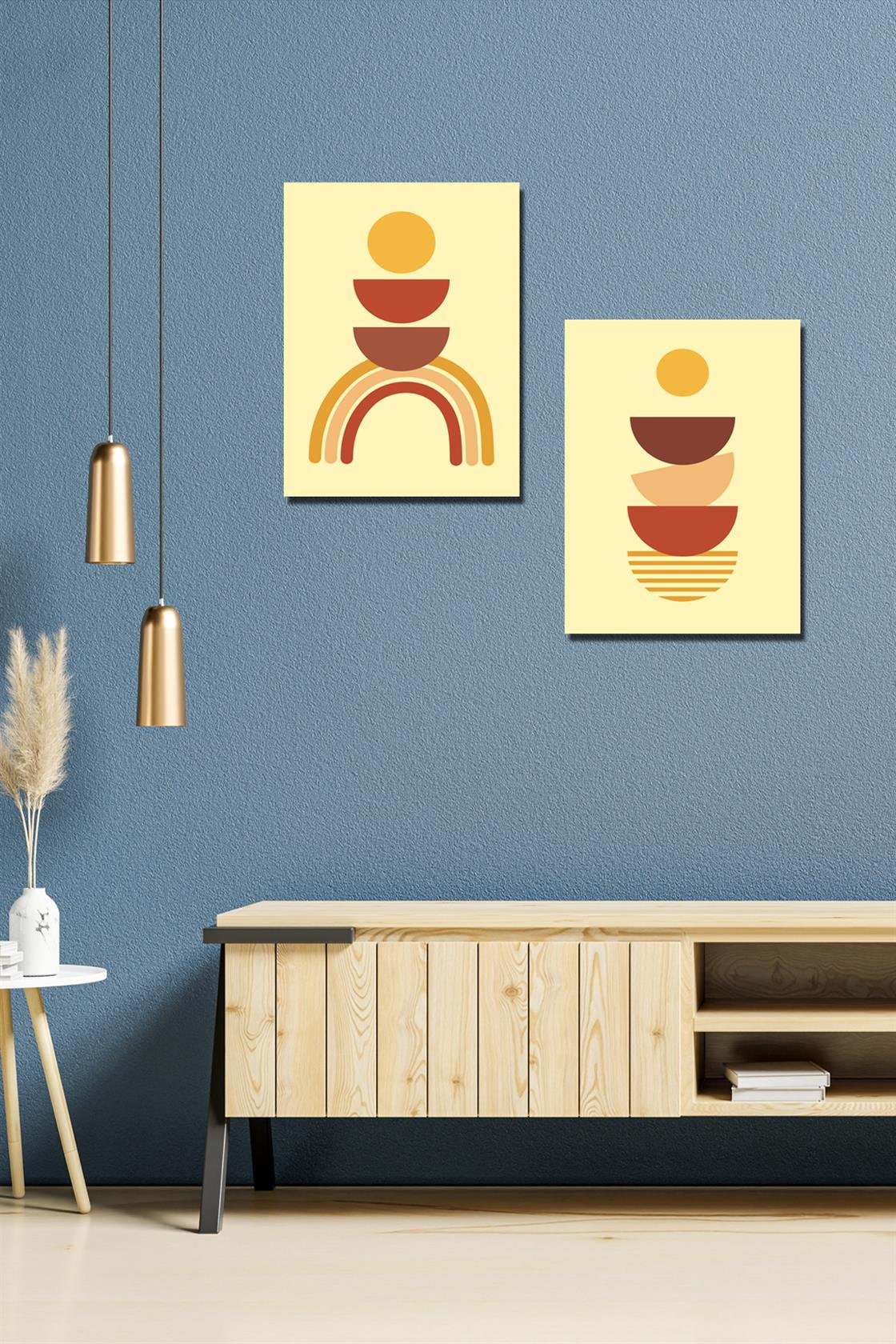 2 parça bohem tarzı tablo seti