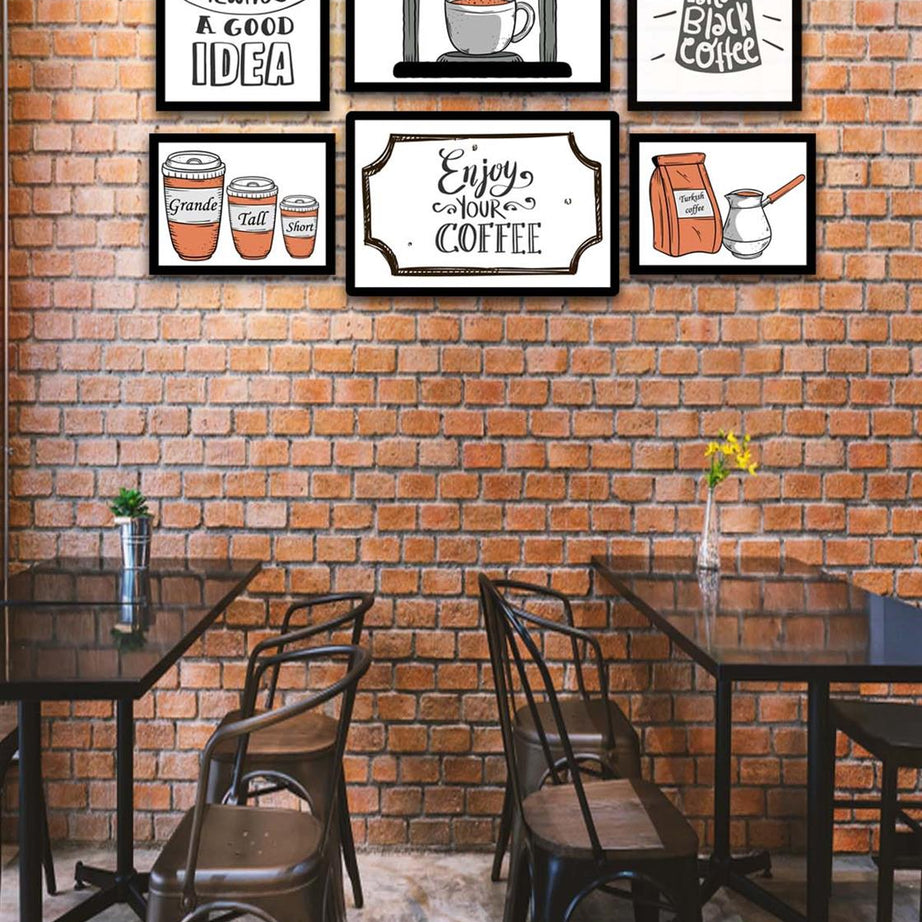 6 Parça Coffee Time Mdf Tablo Seti