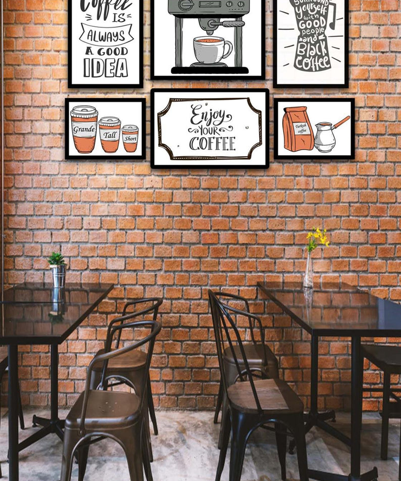 6 Parça Coffee Time Mdf Tablo Seti