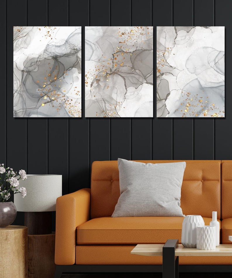 3 parça mermer deseni tablo seti