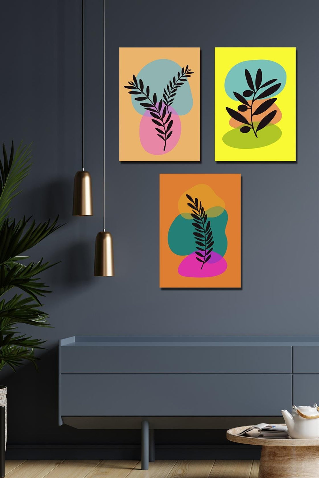 3 parça modern tarzda dijital baskı tablo seti