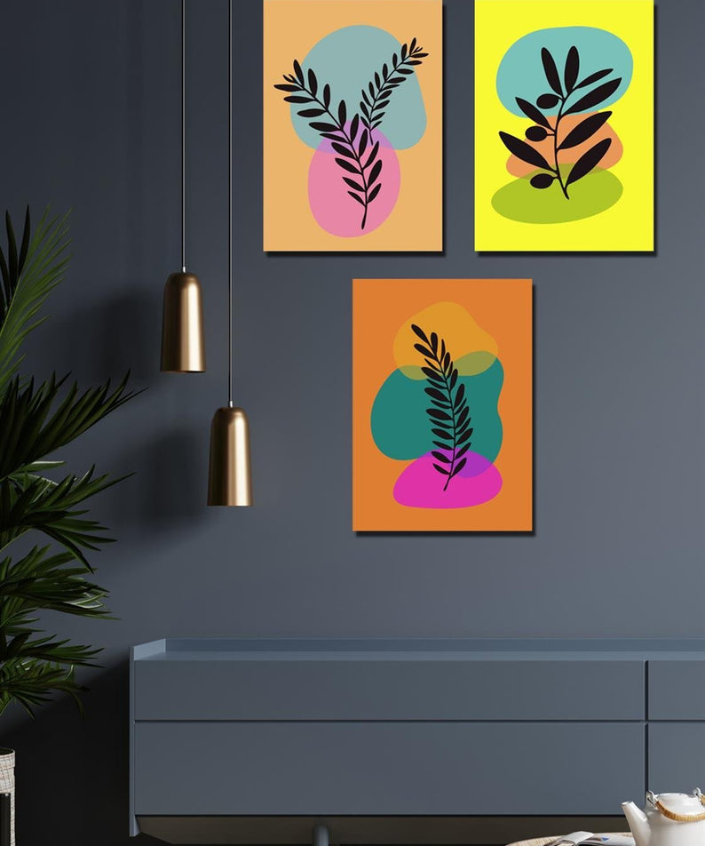 3 parça modern tarzda dijital baskı tablo seti