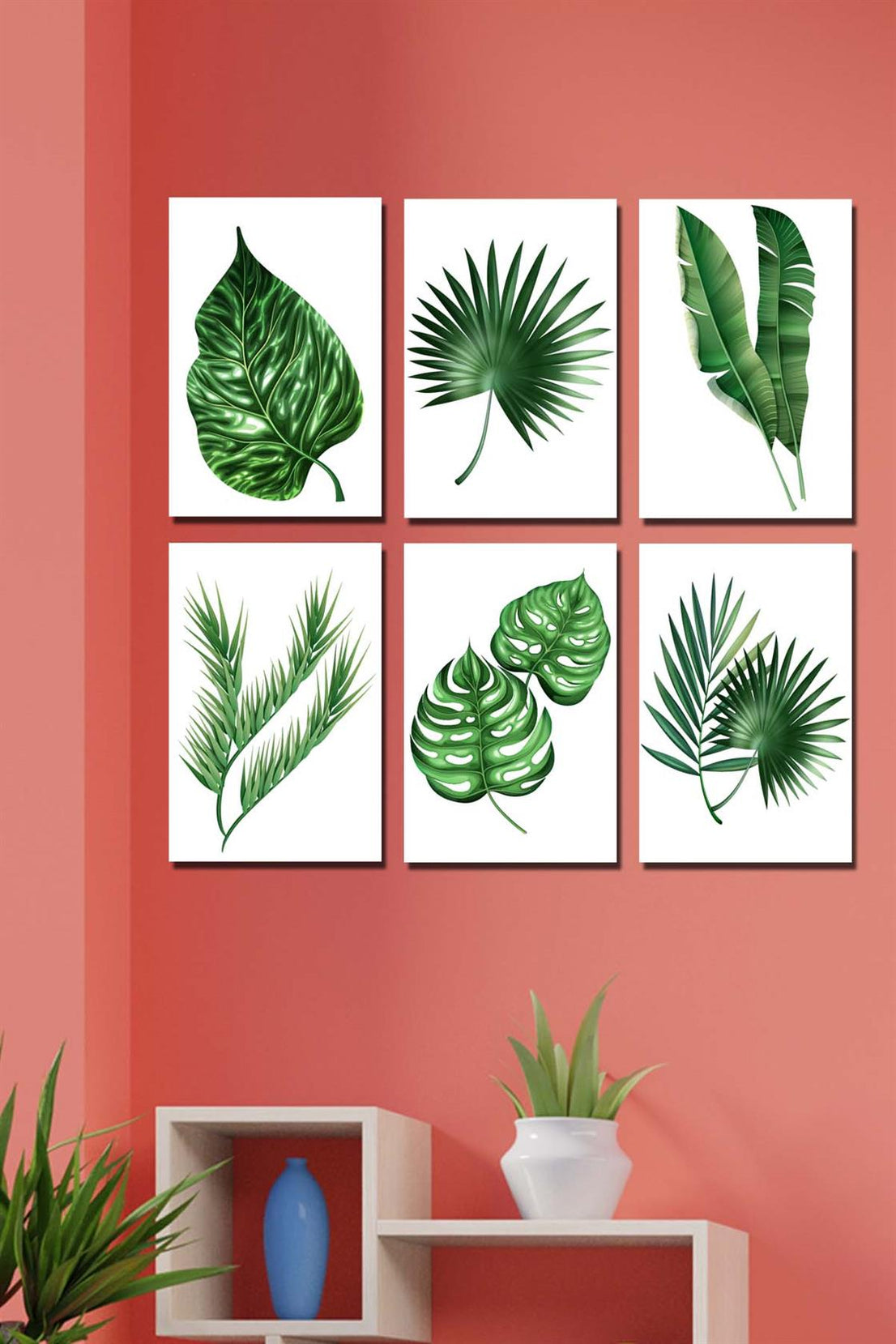 6 parça botanic dijital baskı tablo seti