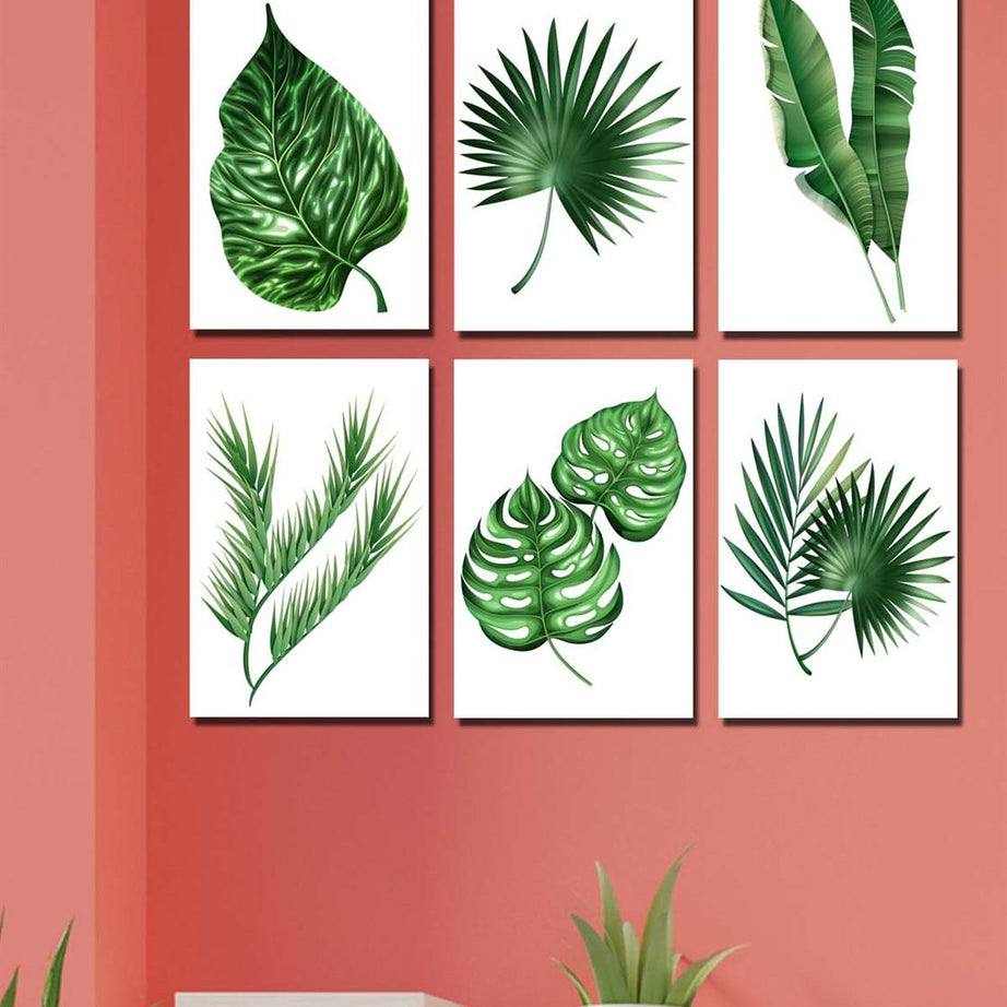 6 parça botanic dijital baskı tablo seti