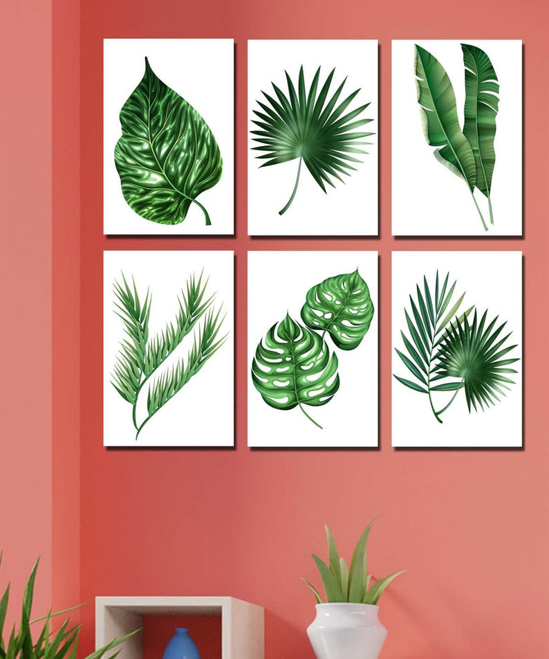 6 parça botanic dijital baskı tablo seti