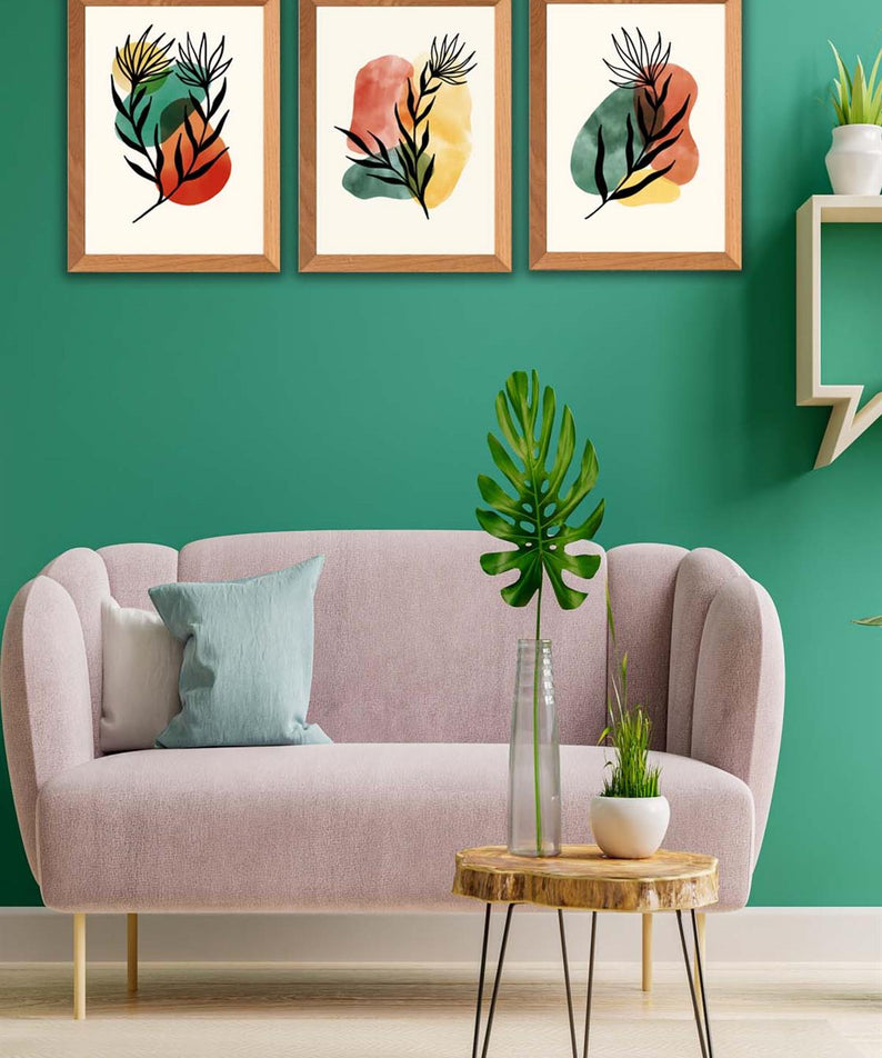 Suluboya Tarzında Ahşap Çerçeve Görünümlü (Uv) Baskı Tablo Seti