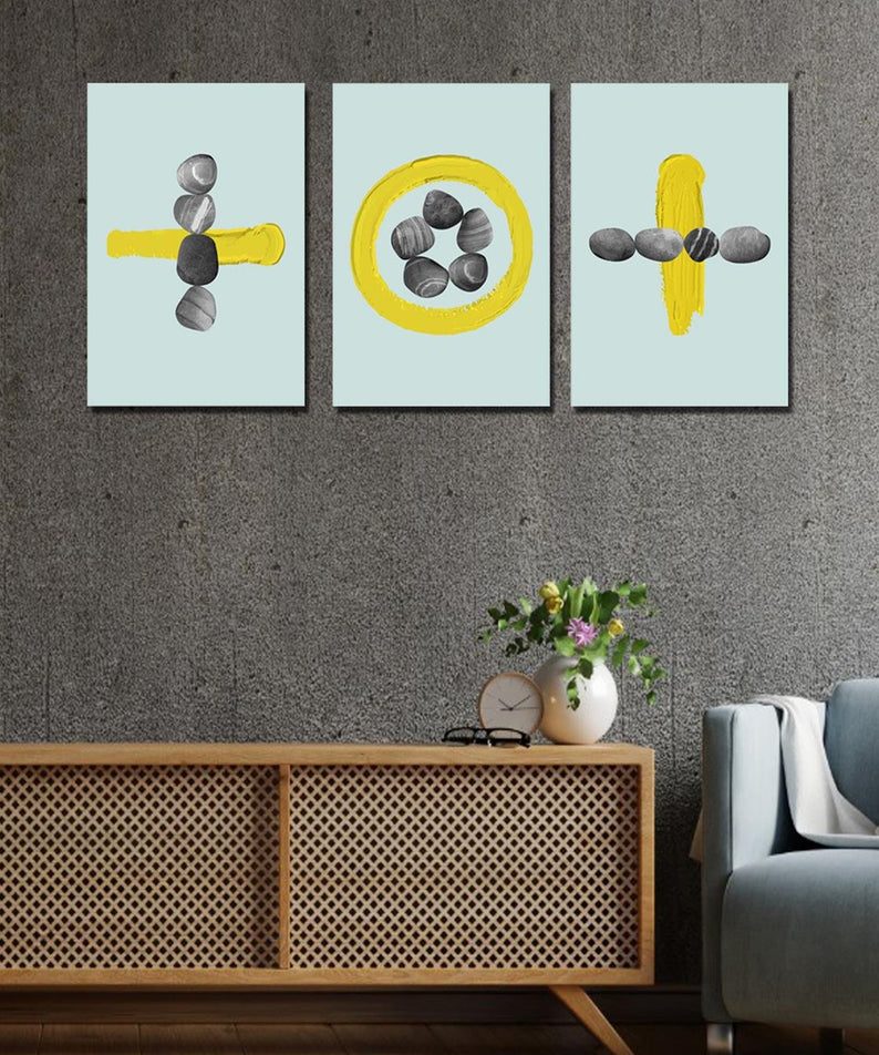 3 parça bohem tarzı sanatsal tablo seti