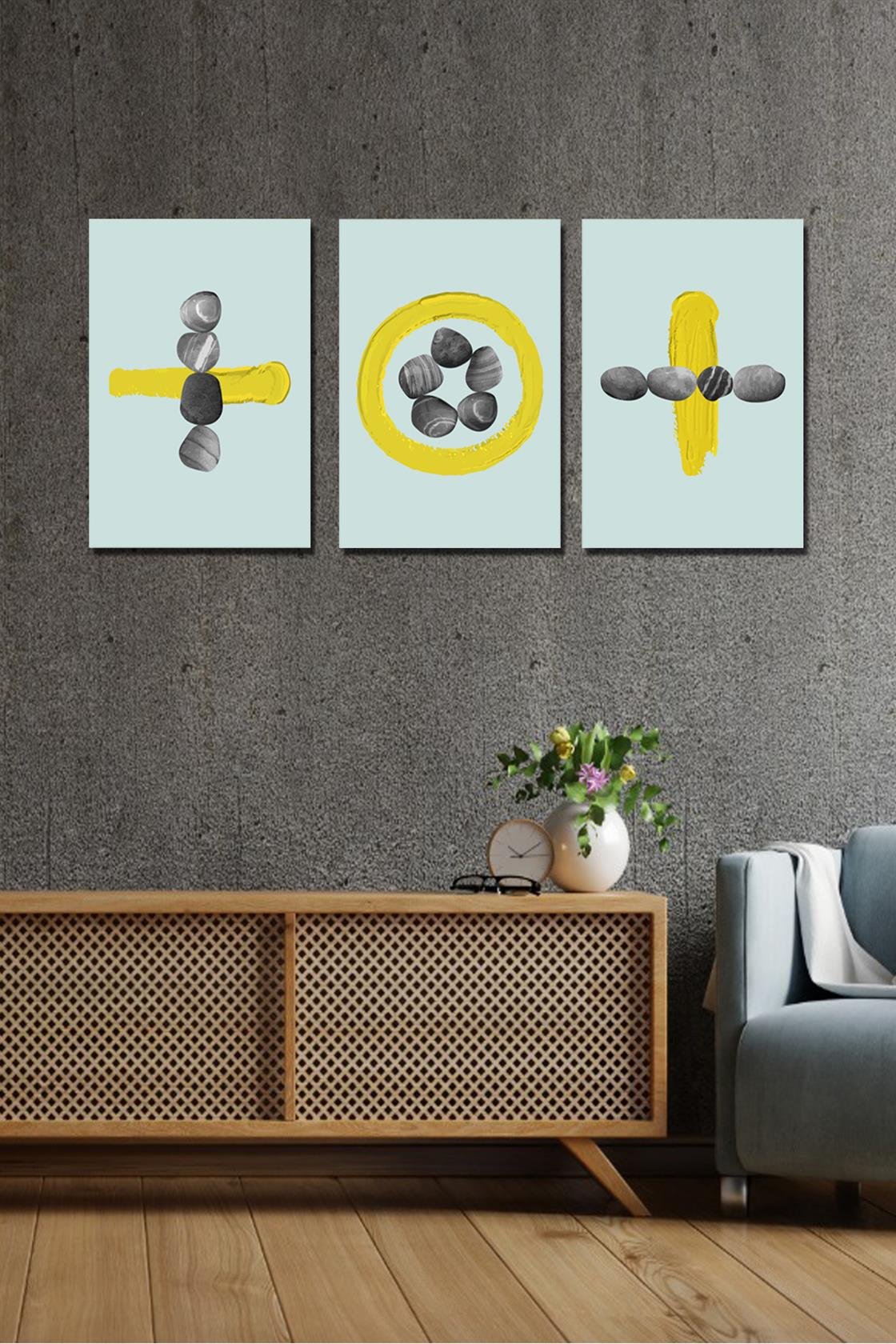 3 parça bohem tarzı sanatsal tablo seti