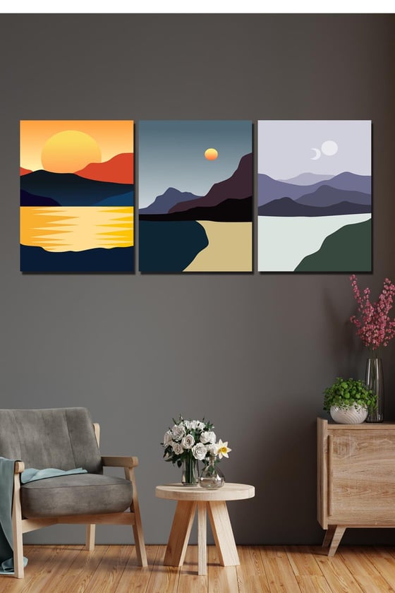 3 Parça Günbatımı Seti dijital baskı