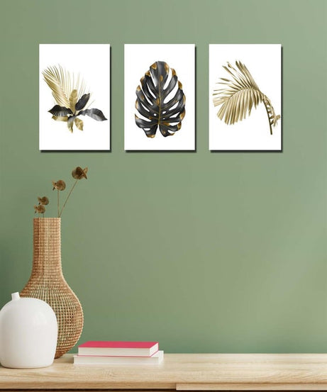 Altın varaklı 3 parça tablo seti