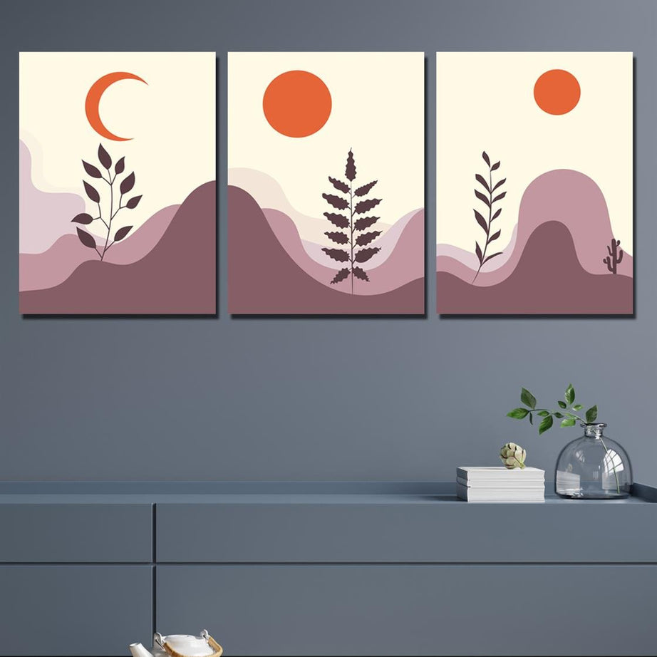 3 Parça Sanatsal dijital baskı tablo seti