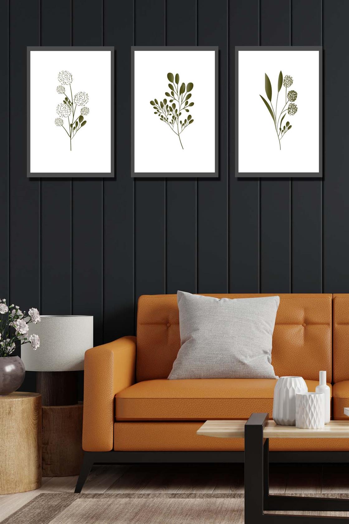 3 Parça Çerceve Görünümlü bohem tablo seti