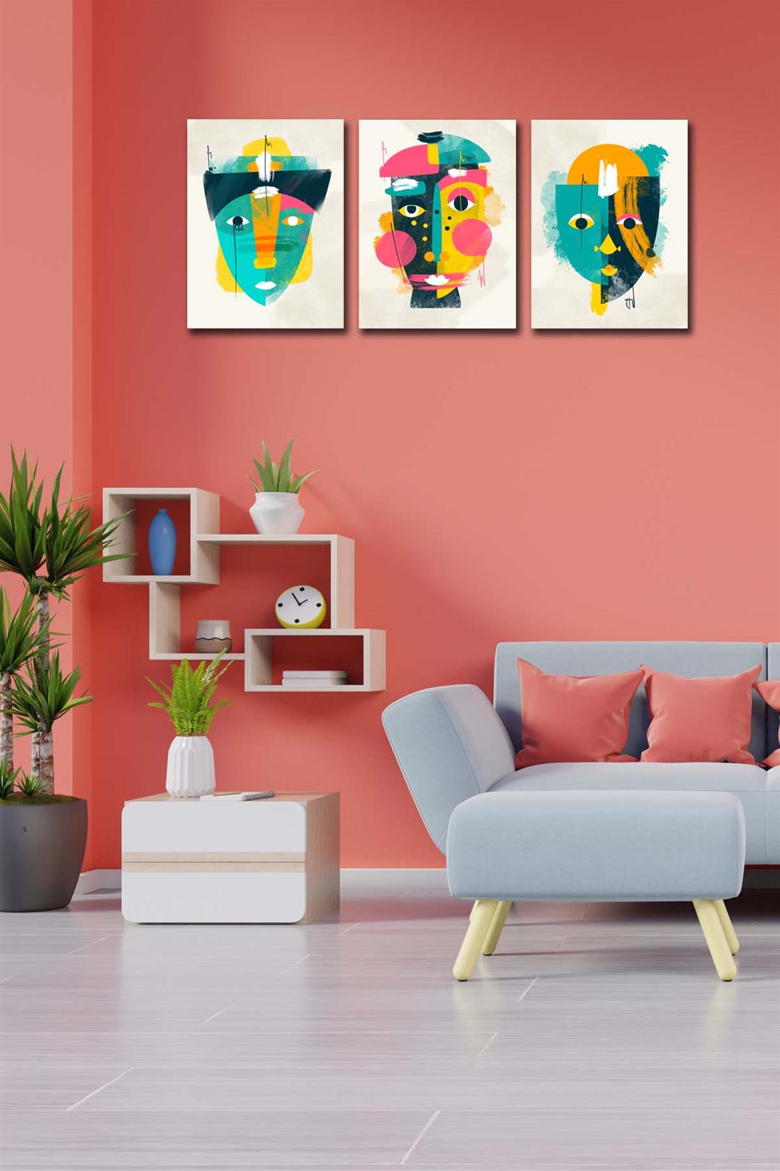 3 Parça Afrika Suliet Tablo Seti