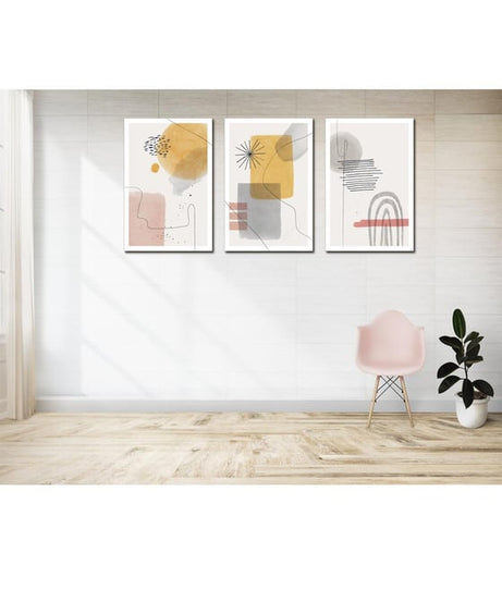 Suluboya tarzında 3'lü modern tablo seti