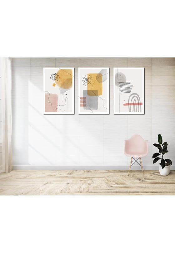 Suluboya tarzında 3'lü modern tablo seti