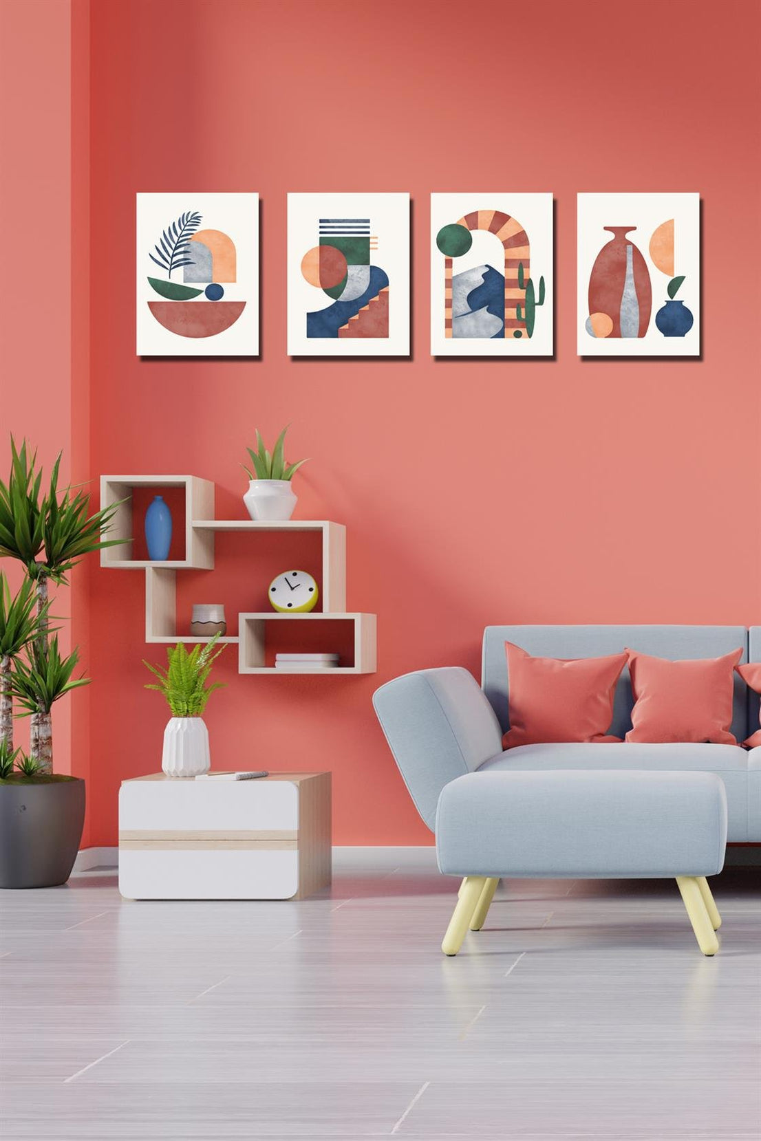 Abstract 4'lü tablo seti