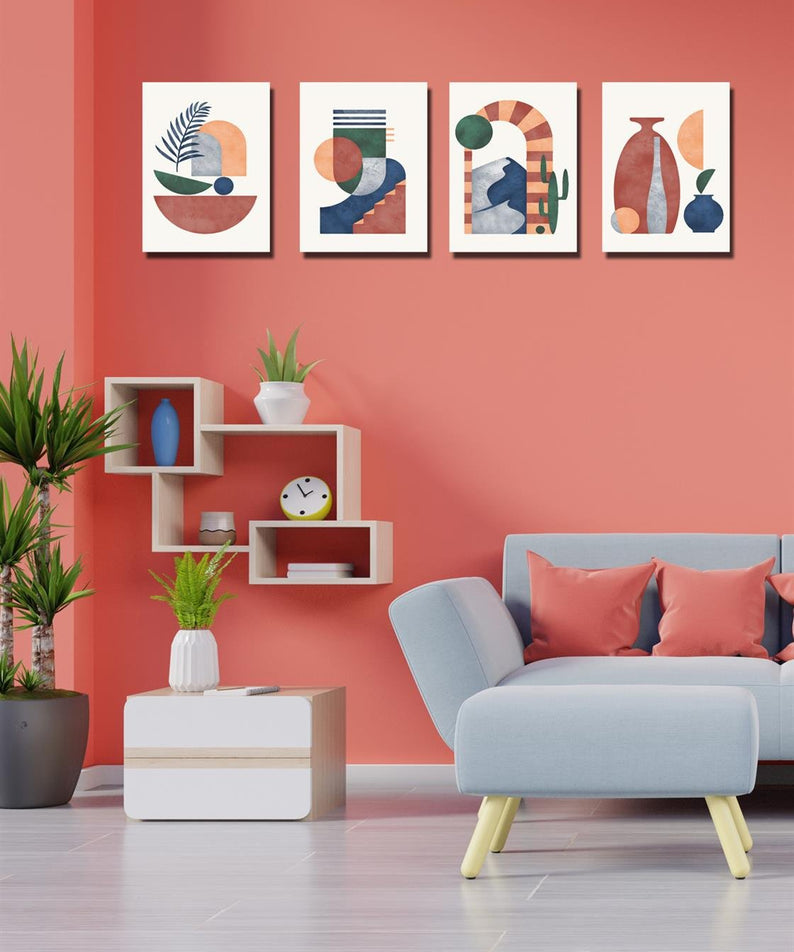 Abstract 4'lü tablo seti