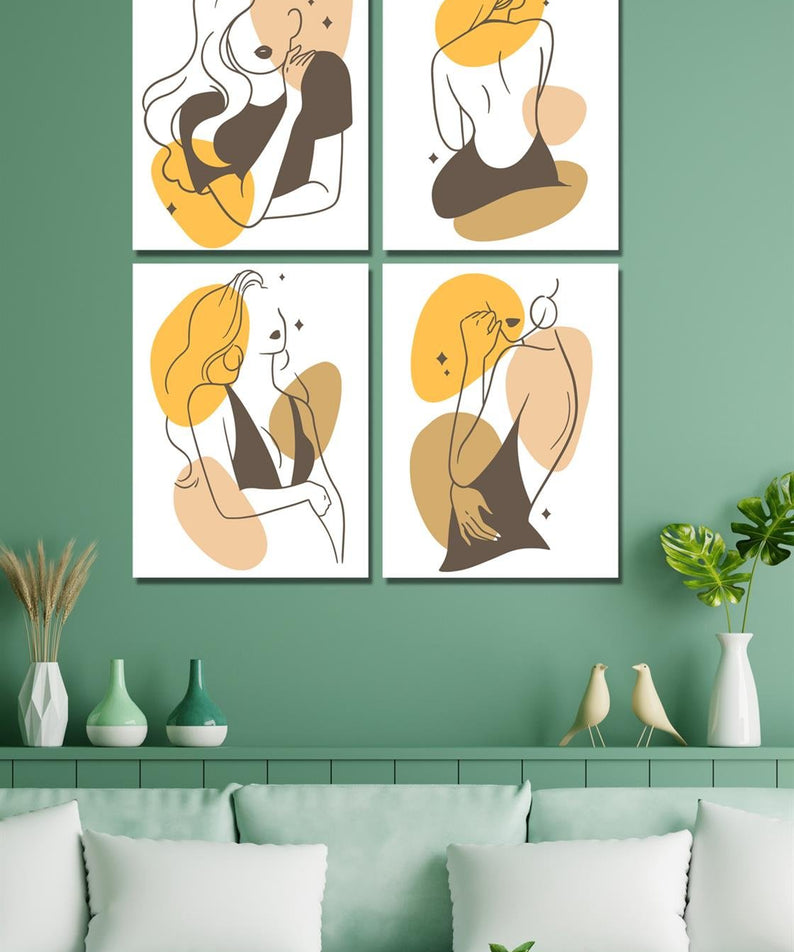 4 parça kadın tablo seti