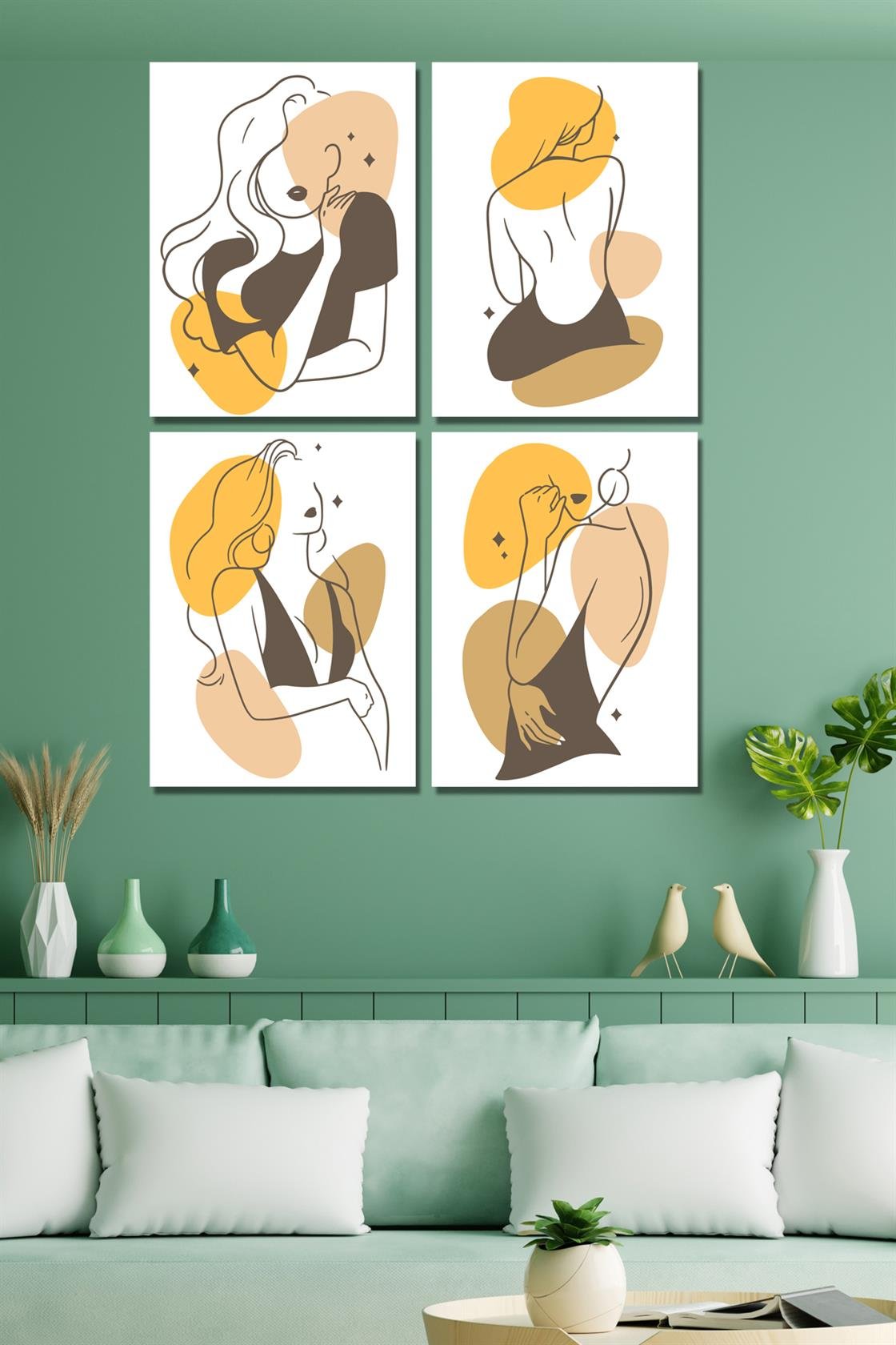 4 parça kadın tablo seti