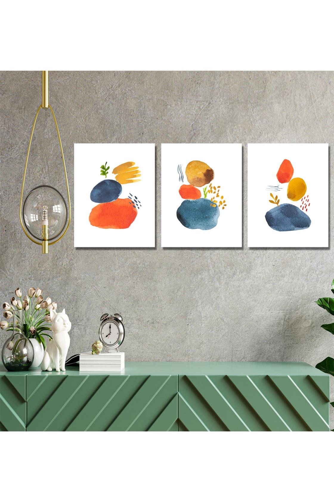 Suluboya tarzında 3'lü set