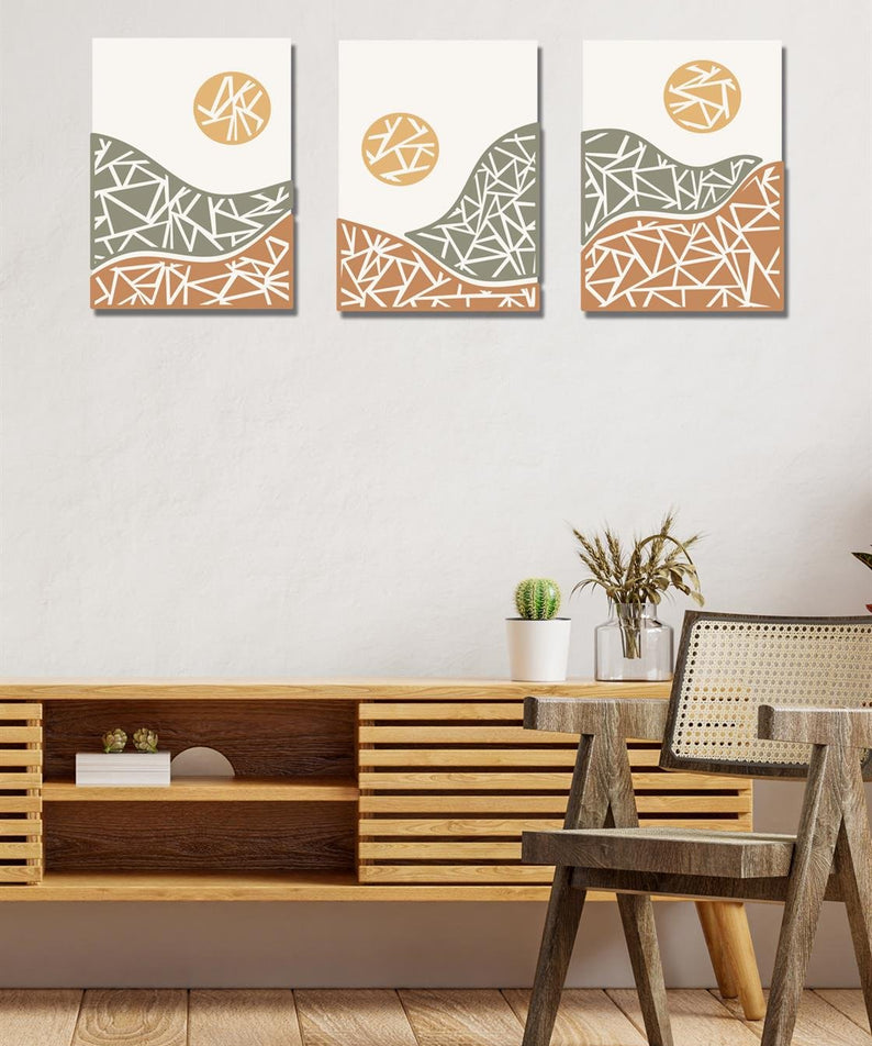 3'lü sanatsal tablo seti