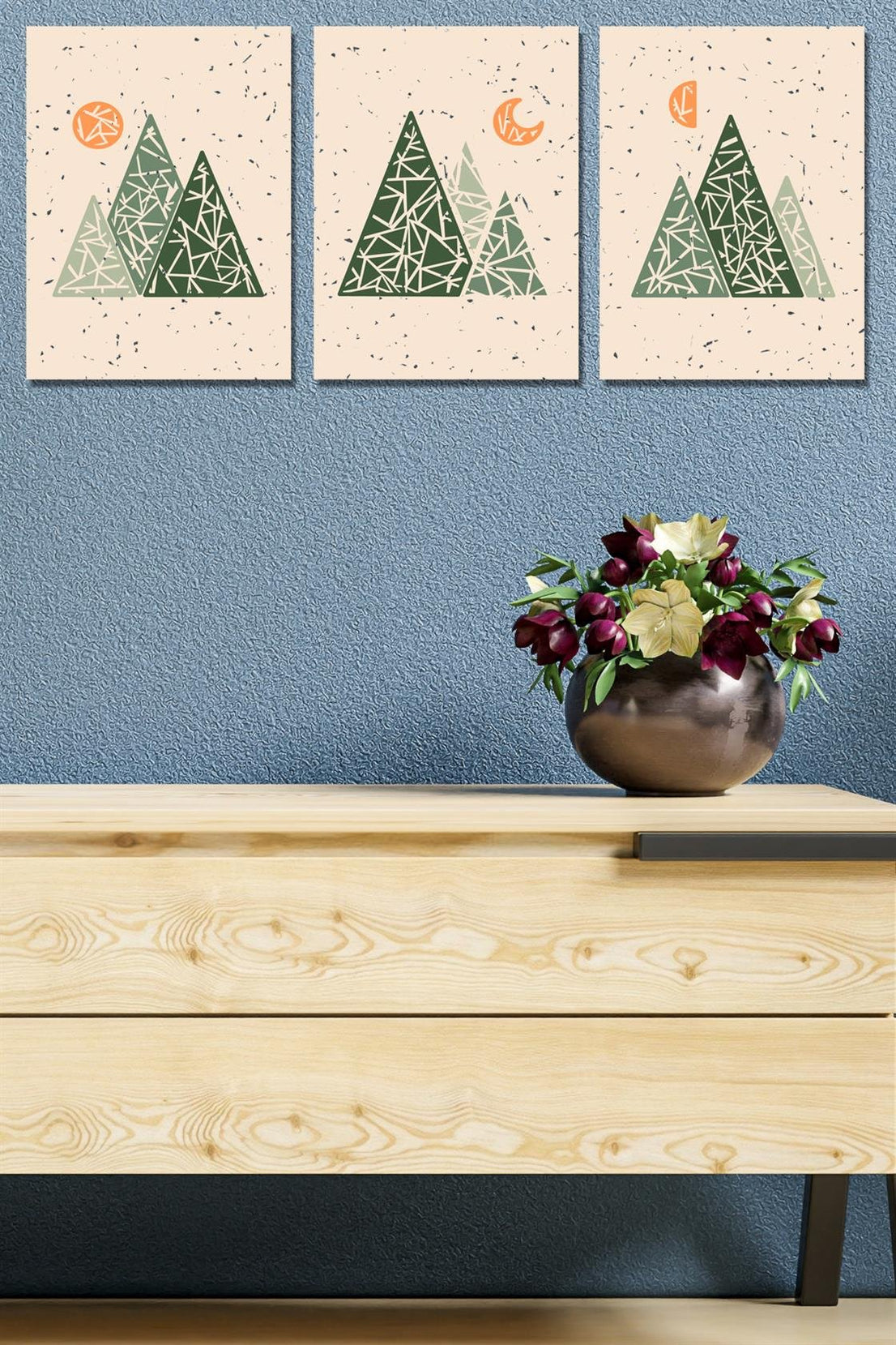 30x40 3'lü dağ manzaralı tablo seti