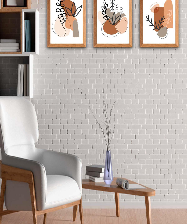 Bohem Tarzında Dal Temalı Ahşap Çerçeve Görünümlü Tablo Seti