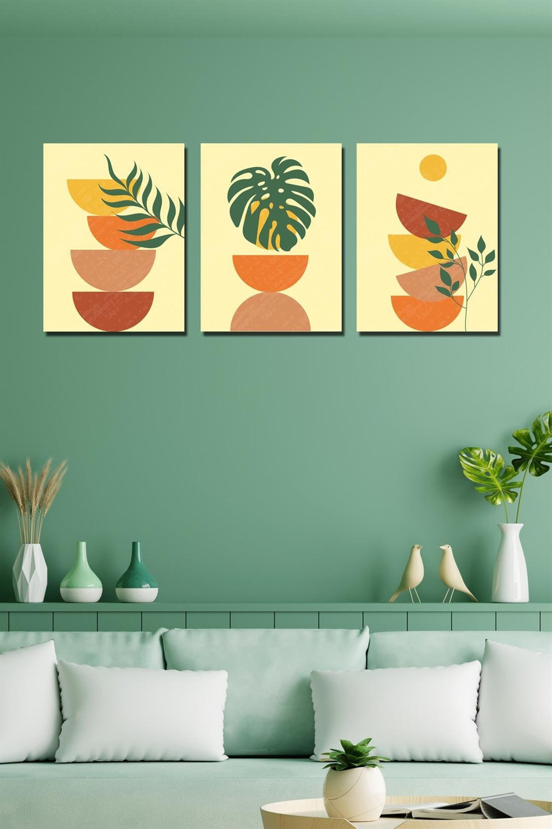 3 Parça bohem tarzı sanatsal tablo seti