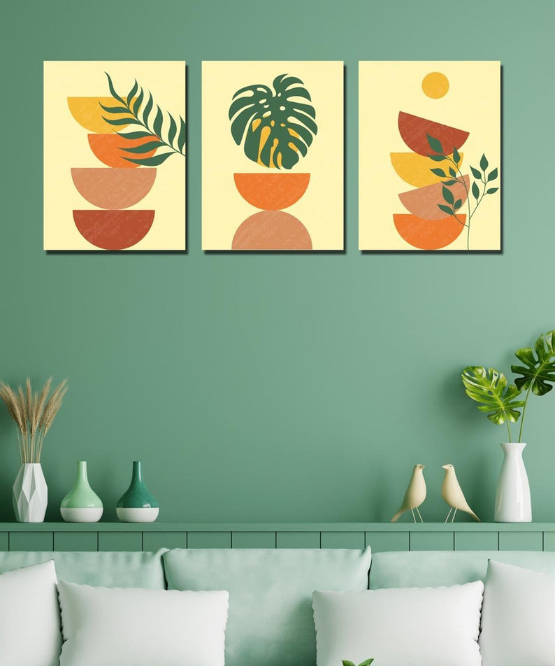 3 Parça bohem tarzı sanatsal tablo seti