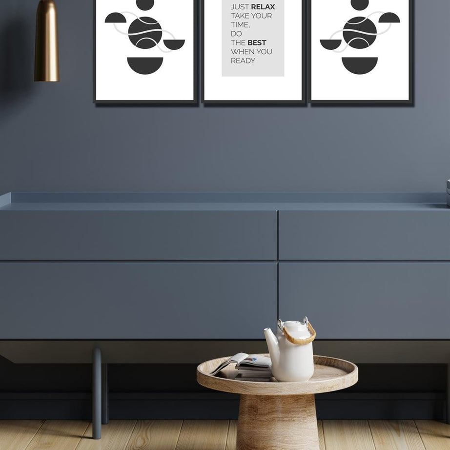 3 Parça modern tarzda siyah çerçeve görünümlü tablo seti
