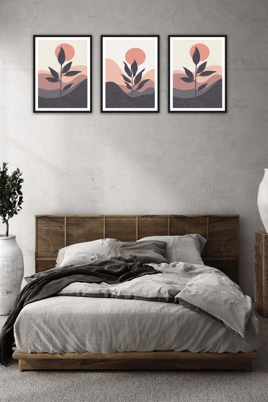 3 Parça Bohem Tarzında Mdf Tablo Seti