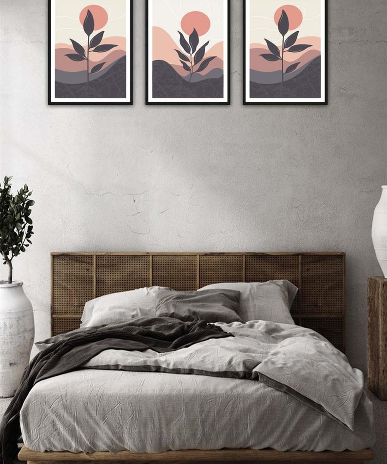 3 Parça Bohem Tarzında Mdf Tablo Seti