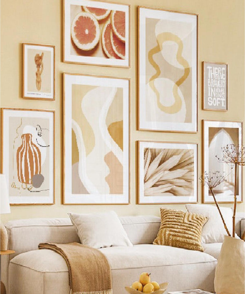 8 Parça Bohem Tarzında (AHŞAP ÇERÇEVE GÖRÜNÜMLÜ) Tablo Seti