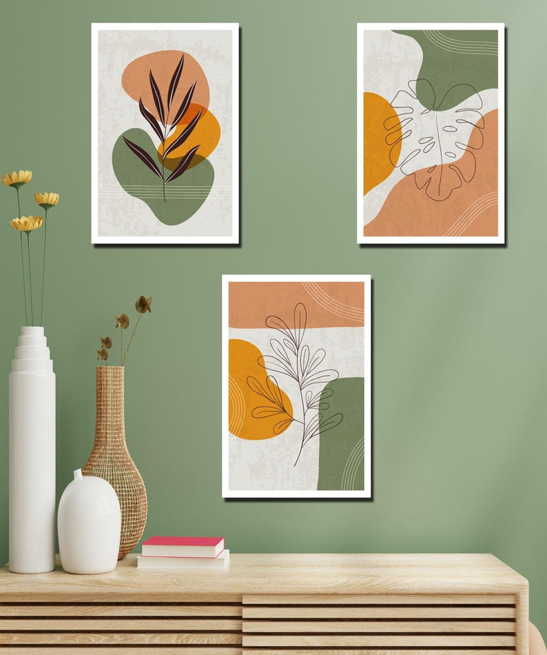 Sanatsal 3lü çiçek tarzi tablo seti 3mm