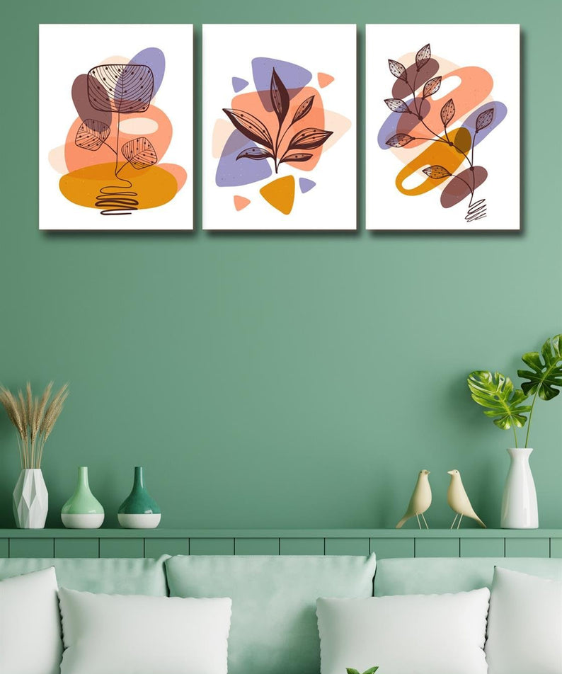 3 Parça Modern Tarzda Sanatsal Tablo Seti