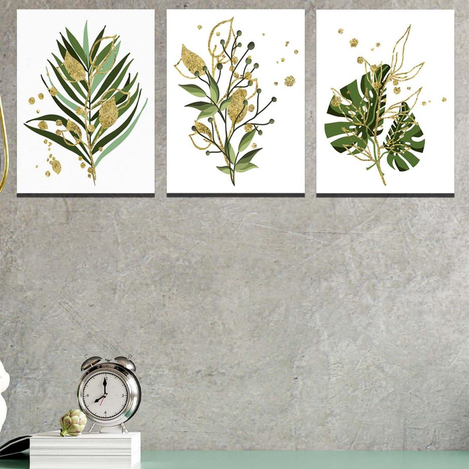 3 Parça botanic tarzda dijital baskı tablo seti