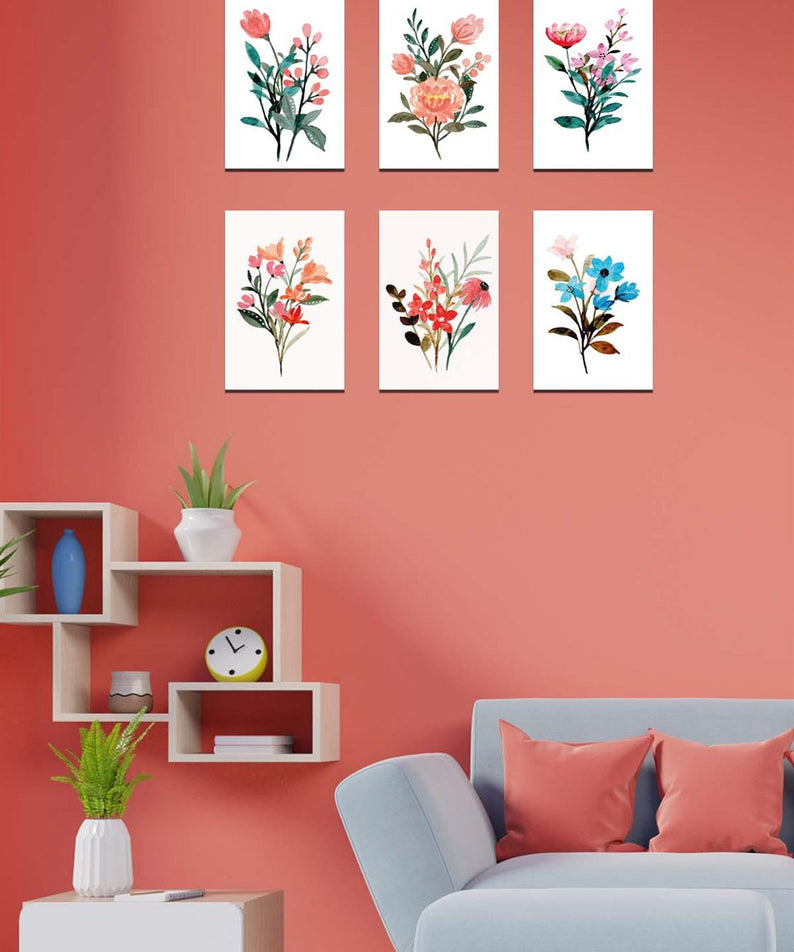 6 Parça Bohem tarzı sanatsal dijital baskı tablo seti