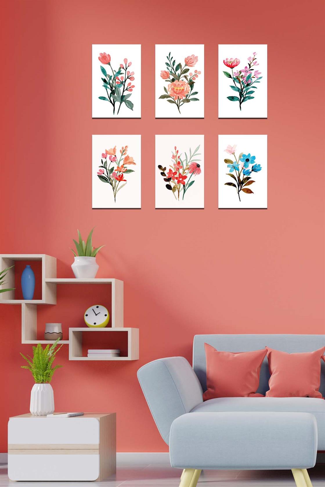 6 Parça Bohem tarzı sanatsal dijital baskı tablo seti